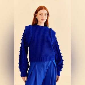 NWT Farm Rio Blue Braided Sweater, Size M